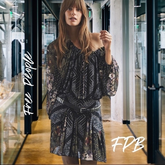 Free People Seven Wonders Black and Pink Floral Mini Dress - Picture 2 of 11